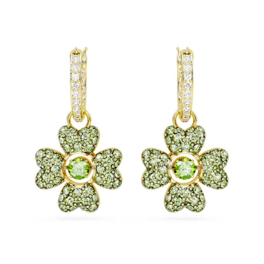 Resim Idyllia damla küpeler, Yonca, Yeşil, Altın rengi kaplama