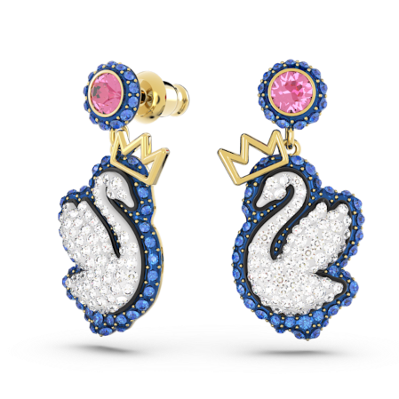 Resim Swan damla küpeler, Kuğu, Mavi, Altın rengi kaplama