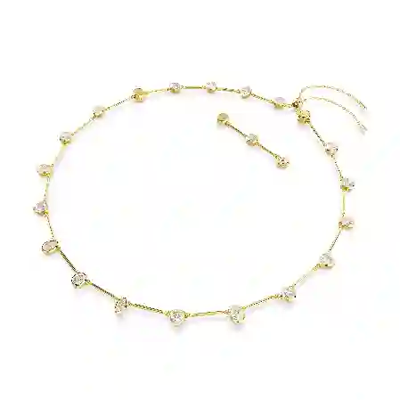 Resim Imber Tennis kolye, Mıknatıslı kapama mekanizması, Karışık kesimler, Beyaz, Altın rengi kaplama