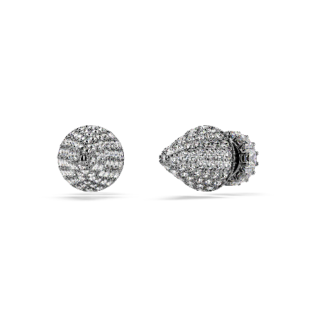 Resim Sublima düğme Küpeler, Çivi, Beyaz, Rutenyum kaplama