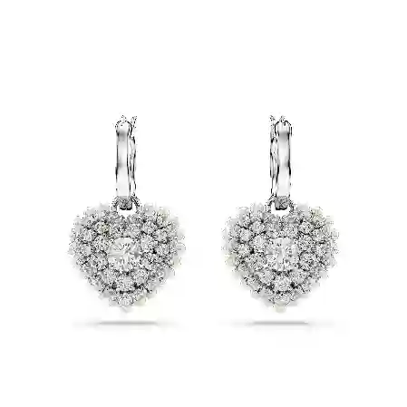 Resim Idyllia damla küpeler, Kristal inci, Kalp, Beyaz, Rodyum kaplama