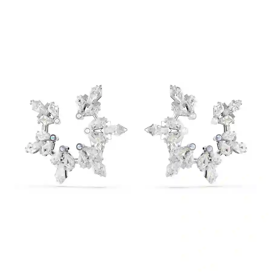 Resim Idyllia Klipsli Küpeler, Karışık kesimler, Kar tanesi, Beyaz, Rodyum kaplama