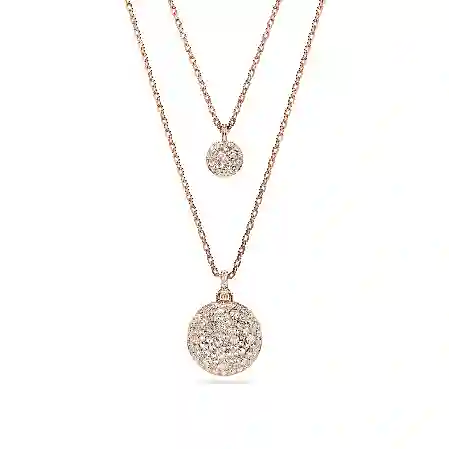 Resim Meteora Katlı Kolye, Beyaz, Pembe altın rengi kaplama