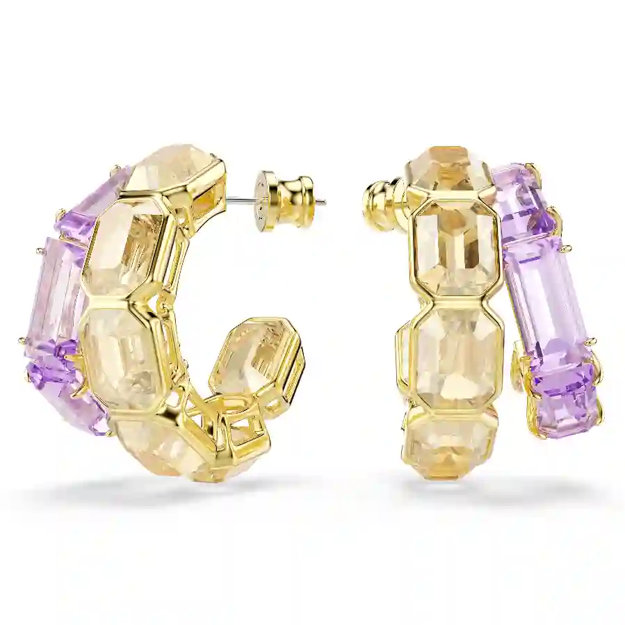 Resim Millenia halka küpeler, Karışık kesimler, Çok renkli, Altın rengi kaplama