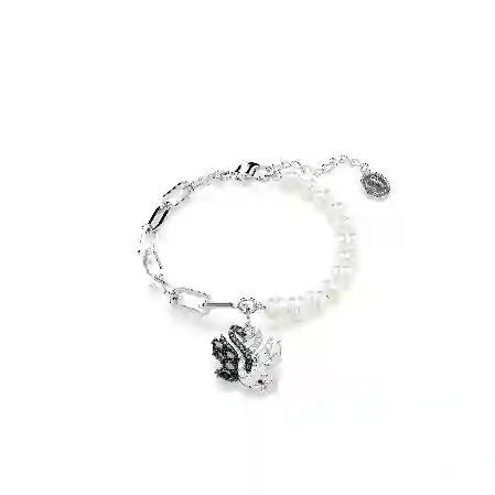 Resim Swan Bileklik, Kristal inci, Kuğu, Siyah, Karışık metal yüzey