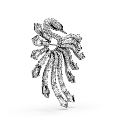 Resim The Vienna Collection Broş, Kuğu, Beyaz, Rutenyum kaplama