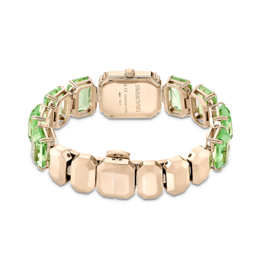 Resim Saat, Sekizgen kesim bileklik, Yeşil, Şampanya altın rengi yüzey