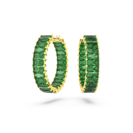 Resim Matrix halka küpeler, Baget kesim, Yeşil, Altın rengi kaplama