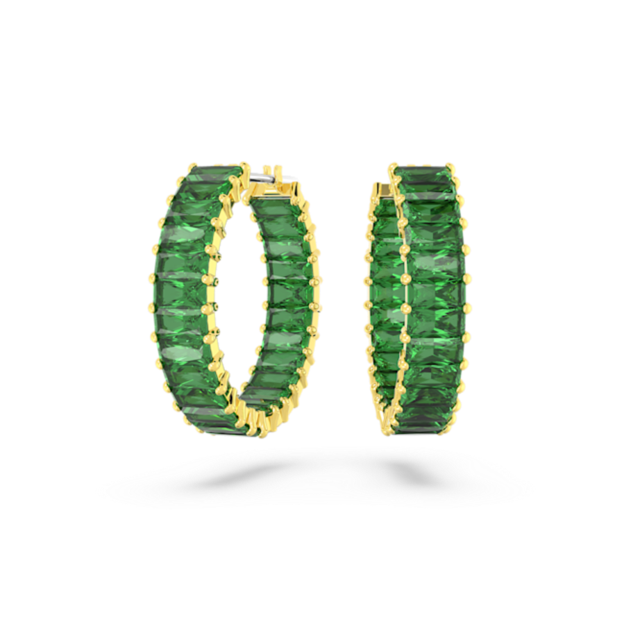 Resim Matrix halka küpeler, Baget kesim, Yeşil, Altın rengi kaplama