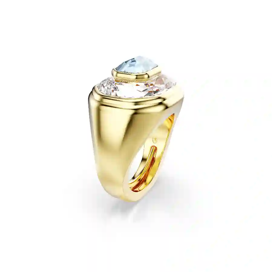 Resim Chroma Kokteyl Yüzüğü, Sekizgen kesim, Mavi, Altın rengi kaplama