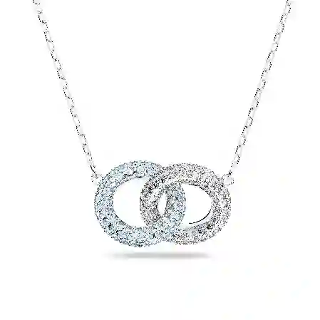 Resim Dextera Kolye, Pavé, İç içe geçmiş daireler, Mavi, Rodyum kaplama