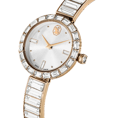 Resim Matrix Bangle Saat, İsviçre Üretimi, Kristal bileklik, Beyaz, Pembe altın rengi yüzey