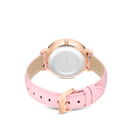 Resim Teddy Saat, İsviçre Üretimi, Deri kayış, Pembe, Pembe altın rengi yüzey