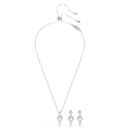 Resim Mesmera Set, Armut kesim, Yuvarlak kesim, Beyaz, Rodyum kaplama