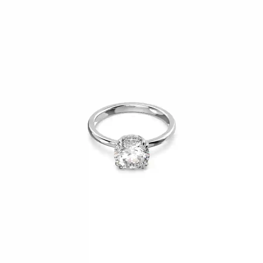 Resim Constella Kokteyl Yüzüğü, Yuvarlak kesim, Beyaz, Rodyum kaplama