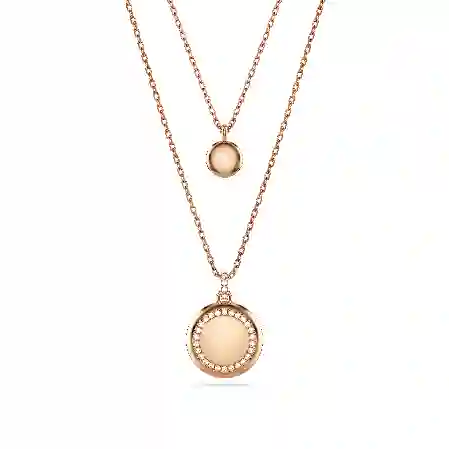 Resim Meteora Katlı Kolye, Beyaz, Pembe altın rengi kaplama