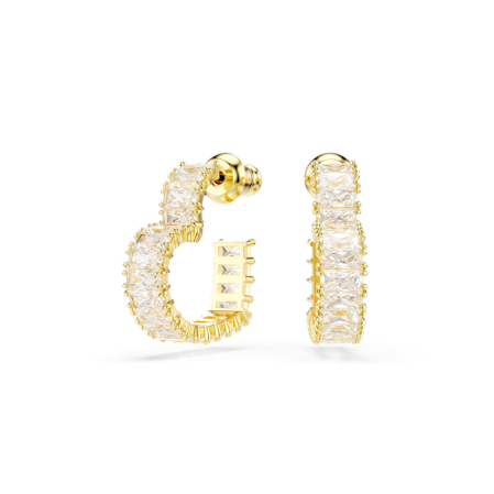 Resim Matrix halka küpeler, Baget kesim, Kalp, Küçük, Beyaz, Altın rengi kaplama