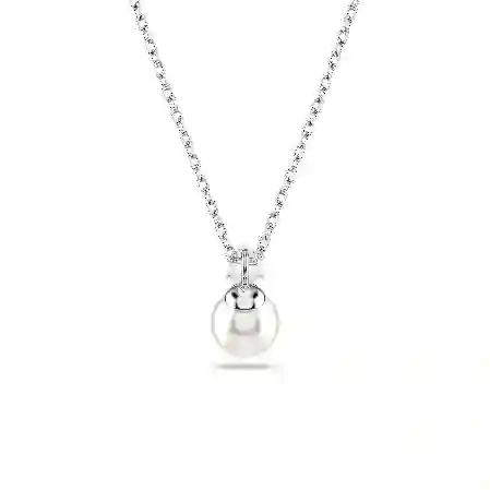 Resim Matrix Kolye, Kristal inci, Yuvarlak kesim, Beyaz, Rodyum kaplama