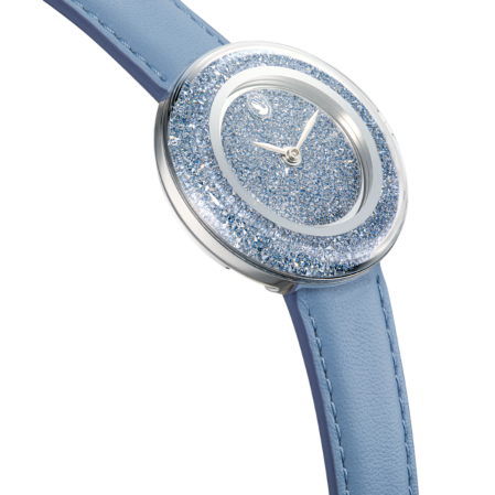Resim Crystalline Lustre Saat, İsviçre Üretimi, Deri kayış, Mavi, Paslanmaz çelik