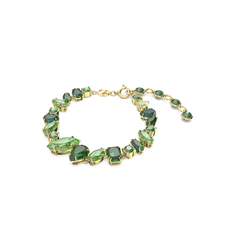 Resim Gema Bileklik, Karışık kesimler, Yeşil, Altın rengi kaplama