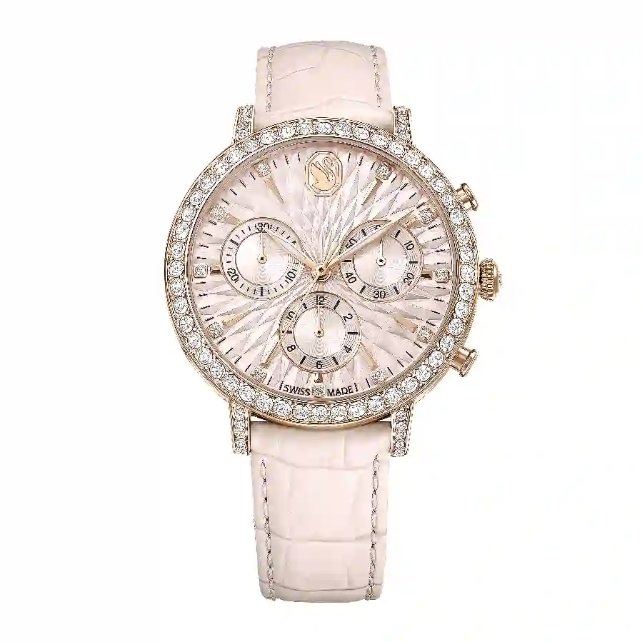 Resim Matrix Tennis Chrono Saat, İsviçre Üretimi, Deri kayış, Pembe, Pembe altın rengi yüzey