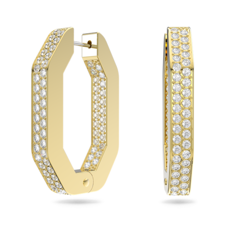 Resim Dextera halka küpeler, Sekizgen şekil, Orta, Beyaz, Altın rengi kaplama