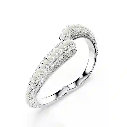 Resim Sublima Kelepçe, Kristal inci, Yuvarlak kesim, Beyaz, Rodyum kaplama