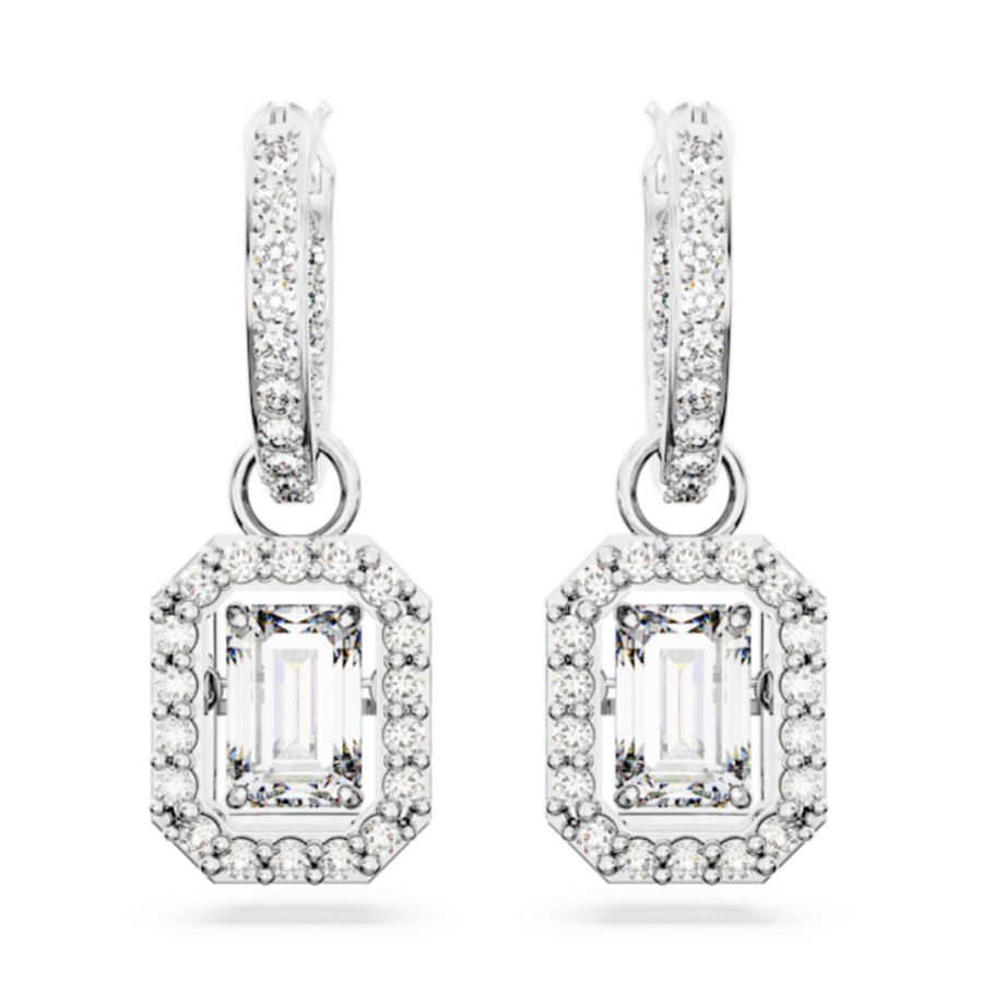 Resim Millenia damla küpeler, Sekizgen kesim, Beyaz, Rodyum kaplama