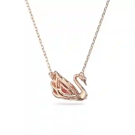 Resim Swan Kolye, Kuğu, Kırmızı, Pembe altın rengi kaplama