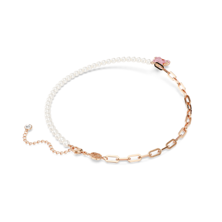 Resim Teddy Kolye, Kristal inci, Ayıcık, Pembe, Pembe altın rengi kaplama