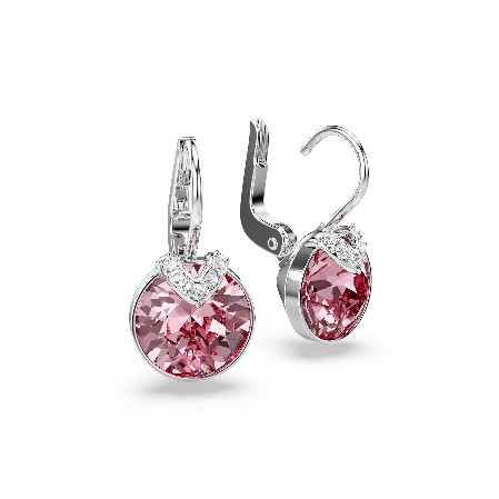 Resim Bella V damla küpeler, Yuvarlak kesim, Pembe, Rodyum kaplama