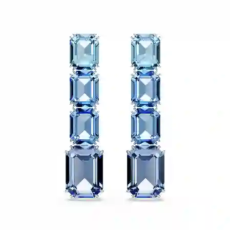 Resim Millenia damla küpeler, Sekizgen kesim, Renk geçişli, Mavi, Rodyum kaplama