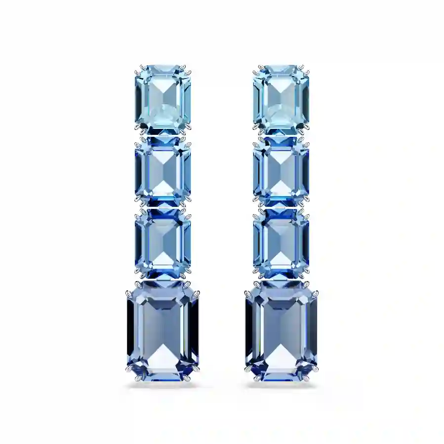 Resim Millenia damla küpeler, Sekizgen kesim, Renk geçişli, Mavi, Rodyum kaplama