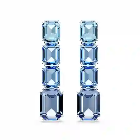 Resim Millenia damla küpeler, Sekizgen kesim, Renk geçişli, Mavi, Rodyum kaplama