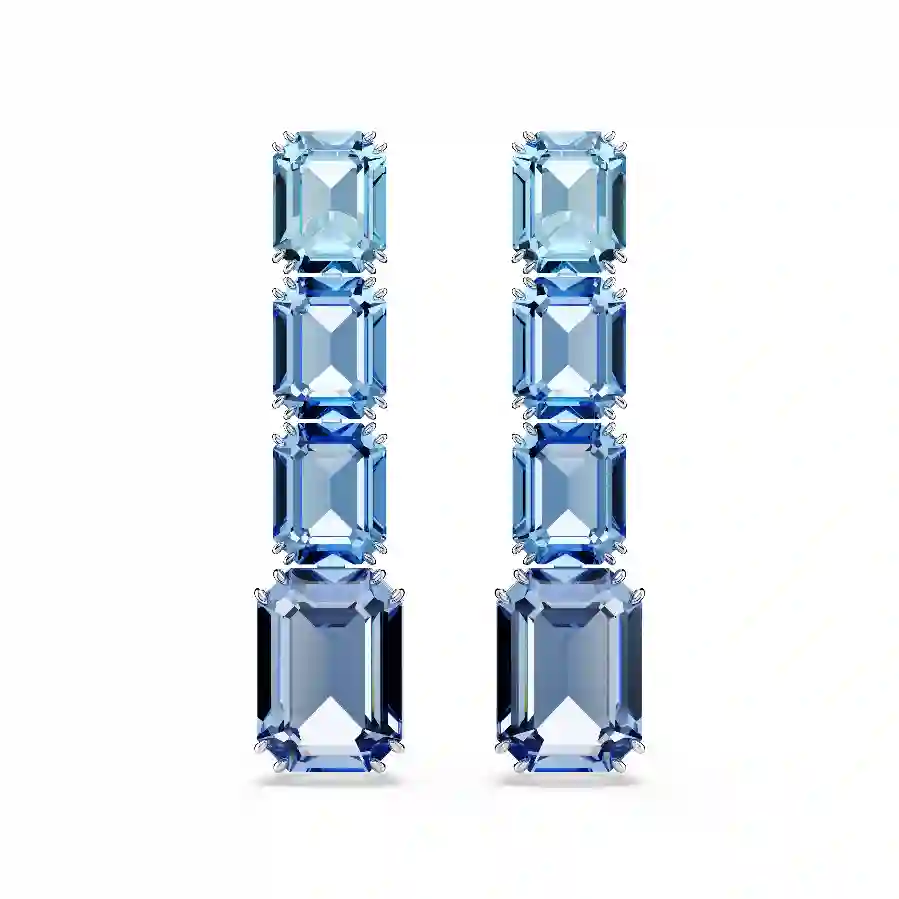 Resim Millenia damla küpeler, Sekizgen kesim, Renk geçişli, Mavi, Rodyum kaplama