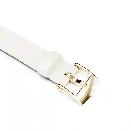 Resim Saat kordonu, 12mm. (0.47 inç) genişlik, Deri, Beyaz, Şampanya altın rengi yüzey