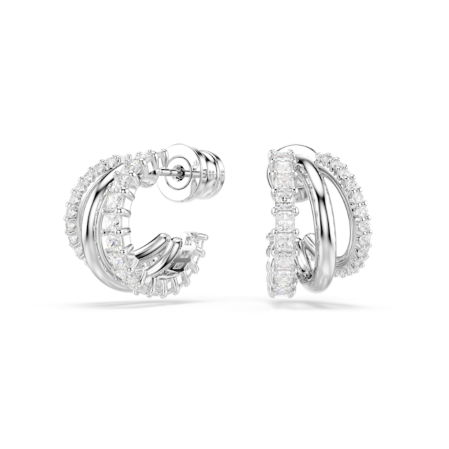 Resim Hyperbola halka küpeler, Yuvarlak kesim, Mini, Beyaz, Rodyum kaplama