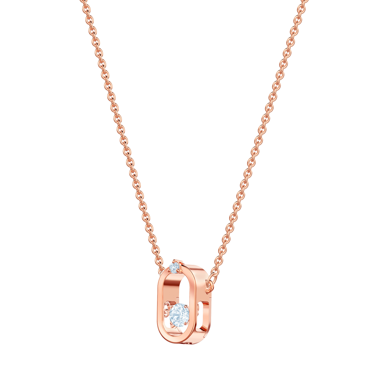 Resim Swarovski Sparkling Dance Kolye, Yuvarlak kesim, Oval şekil, Beyaz, Pembe altın rengi kaplama