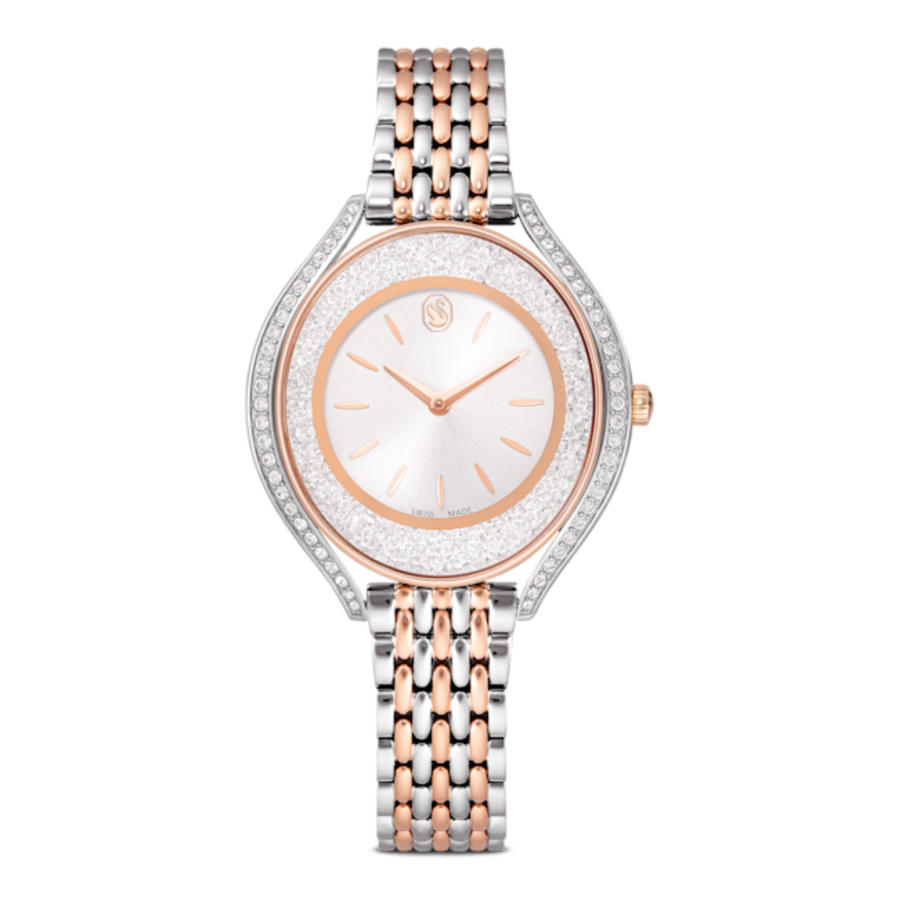 Resim Crystalline aura Saat, İsviçre Üretimi, Metal bileklik, Rose Altın tonu, Karışık metal yüzey