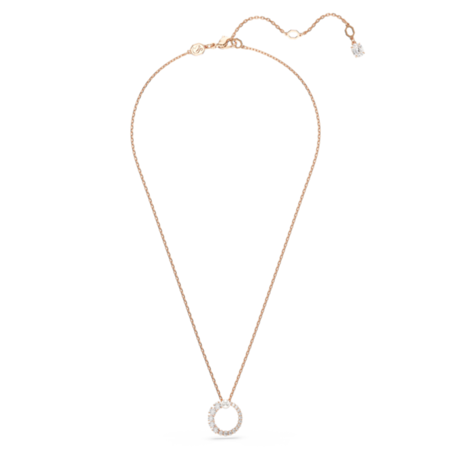 Resim Matrix Kolye, Kristal inci, Yuvarlak kesim, Beyaz, Pembe altın rengi kaplama