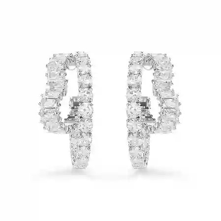 Resim Matrix halka küpeler, Karışık kesimler, Kalp, Beyaz, Rodyum kaplama