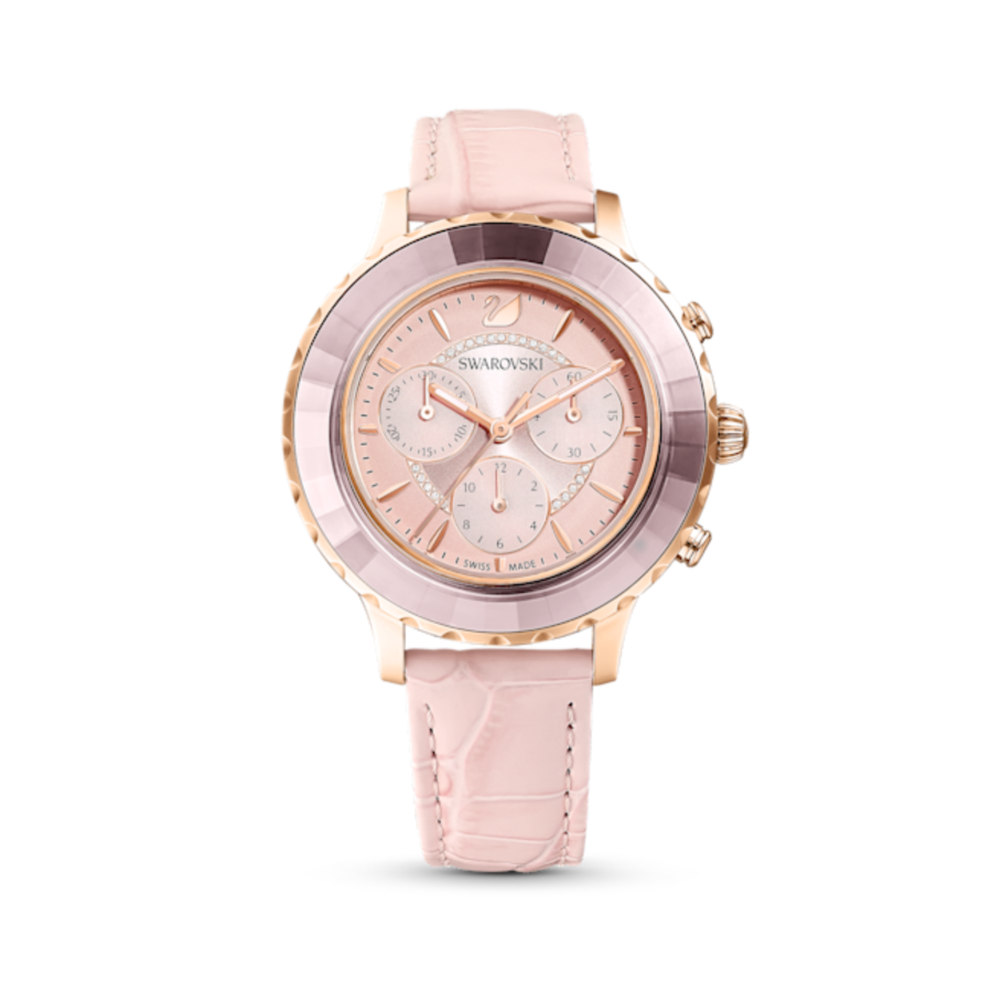 Resim Octea lux chrono Saat, İsviçre Üretimi, Deri kayış, Pembe, Pembe altın rengi yüzey