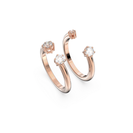 Resim Constella Yüzük, Set (2), Yuvarlak kesim, Beyaz, Pembe altın rengi kaplama