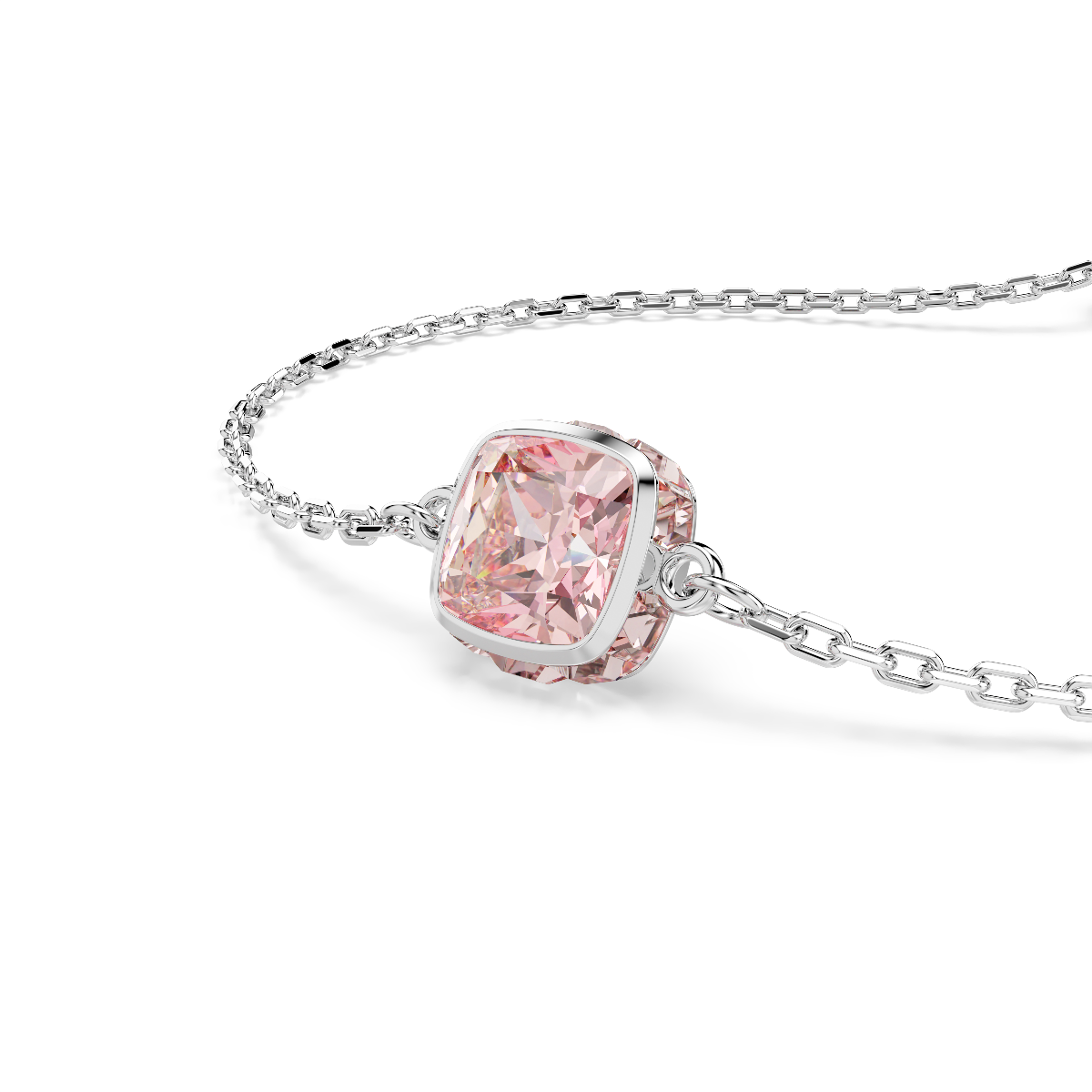 Resim Birthstone Bileklik, Kare kesim, Haziran, Pembe, Rodyum kaplama