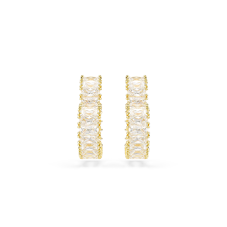 Resim Matrix halka küpeler, Baget kesim, Kalp, Küçük, Beyaz, Altın rengi kaplama