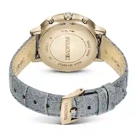 Resim Matrix Tennis Chrono Saat, İsviçre Üretimi, Deri kayış, Gri, Şampanya altın rengi yüzey