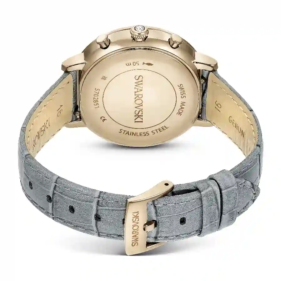 Resim Matrix Tennis Chrono Saat, İsviçre Üretimi, Deri kayış, Gri, Şampanya altın rengi yüzey