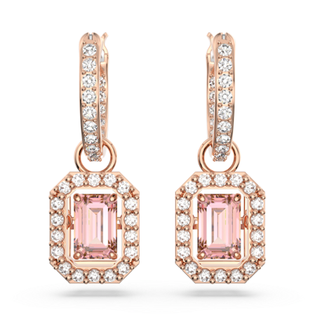 Resim Millenia damla küpeler, Sekizgen kesim, Pembe, Pembe altın rengi kaplama