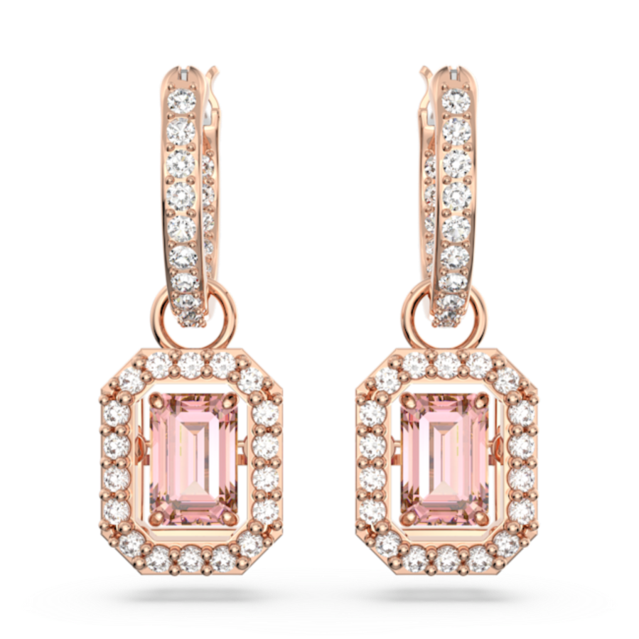 Resim Millenia damla küpeler, Sekizgen kesim, Pembe, Pembe altın rengi kaplama