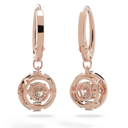 Resim Swarovski Sparkling Dance damla küpeler, Yuvarlak kesim, Beyaz, Pembe altın rengi kaplama